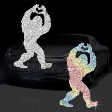 Imagem de Adesivo decalque brilhante de PVC com glitter de gorila de pé grande para carros, laptops, motocicletas, parede, janela, bagagem, capa de arranhão, porta, multisuperfície (branco + colorido)