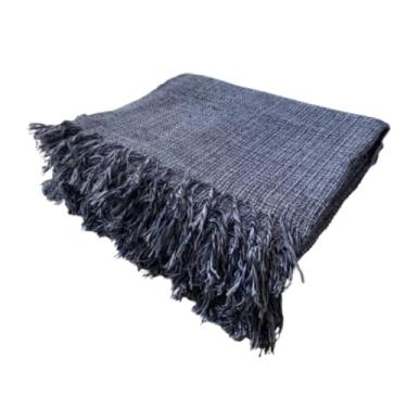 Imagem de Kit 2 Mantas Para Sofá Decorativas 100% Algodão – Manta Sofa Protetora e Macia para Sala Elegante (Cinza Mesclado-kit 2 Manta)