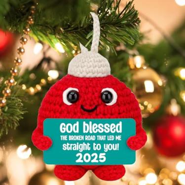 Imagem de Ornamentos de árvore de Natal bonitos feitos à mão em crochê para homens e mulheres (Destiny Road)