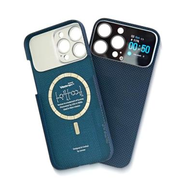 Imagem de TRYTOO Capa protetora magnética para iPhone 16 Pro Max com calendário, navegação, fotos, capa para smartphone compatível com Magsafe com função de tempo, capas para smartphone para iPhone (azul)