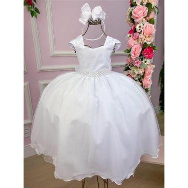 Imagem de Vestido Longo Valentina Branco Giovanella para Crianças, Branco, 10