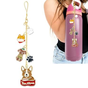 Imagem de Z-synka Alça e pingente para garrafa de água Owala 680 g, 946 ml, 1,134 g, para acessórios Owala e Stanley Cup Accessories (pata de cachorro)