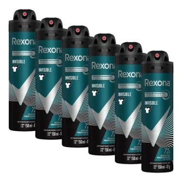 Imagem de Kit 6 Desodorantes Rexona Men Antitranspirante Aerossol Invisible 150m