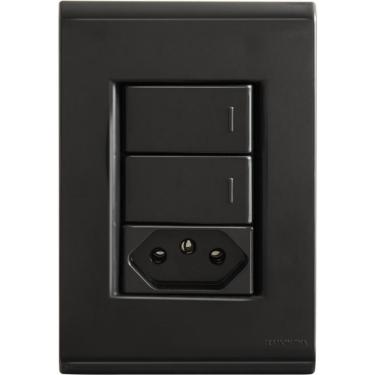 Imagem de Kit 4x2 Com 2 Interruptores Simples 10 A 250 V E 1 Tomada 2p T 10 A 250 V Tramontina Liz Grafite