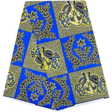 Imagem de HongyuAmy Tecidos de impressão africana Ankara Tribal Kente tecido de cera 3 jardas material de poliéster (A27)