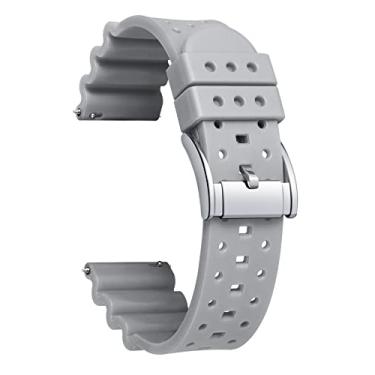 Imagem de BINLUN Pulseiras de borracha para relógio inteligente de silicone de qualidade premium de liberação rápida para homens/mulheres (cinza, 20 mm)