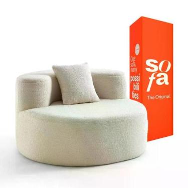 Imagem de Puff Poltrona Dunne Design Moderno Em Tecido Bouclé Sofá Na Caixa, Lin