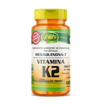 Imagem de Vitamina K2 - Menaquinona 130mcg - 60 cápsulas Unilife Vitaminas Suplementação de Metabolismo ósseo