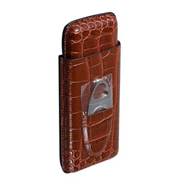 Imagem de barenx Caixa de charutos de madeira de couro para armazenamento de bolso para viagem marrom