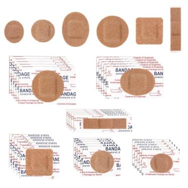 Imagem de 120un. Pensos Pequenos, 6 Tamanhos Pensos Adesivos Flexíveis e Respiráveis Tecido Formatos Oval Redondo & Quadrado Proteção para Ferimentos no Rosto Nariz Mãos e Pequenos Cortes