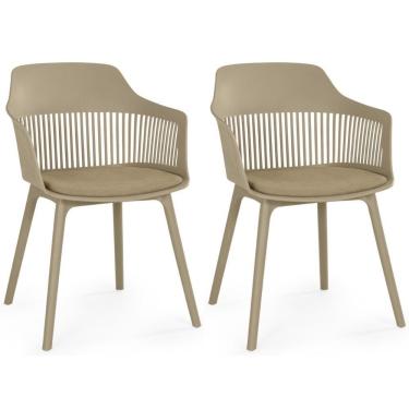 Imagem de Kit 2 Cadeiras De Jantar Estofada Marcela - Nude Escuro