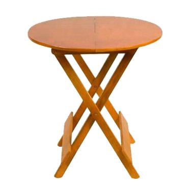 Imagem de Mesa Redonda Dobrável Em Madeira Maciça 70X70 Mel Ideal Para Bares E Restaurantes