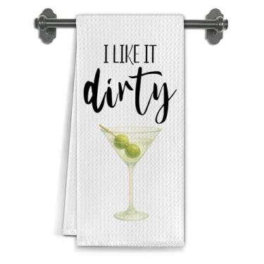 Imagem de Elefeltclave Toalhas de cozinha engraçadas de martini, presentes para amantes de martini, toalhas de chá para cozinha, bar, carrinho, decoração de pub, presente de coquetel para mulheres, toalhas de