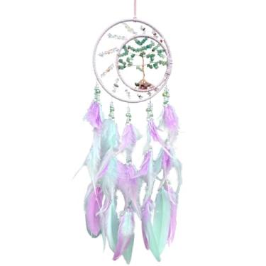 Imagem de Enfeite de parede boêmio com penas, enfeite de contas de cristal para quarto, moldura de ferro longa de 72 cm