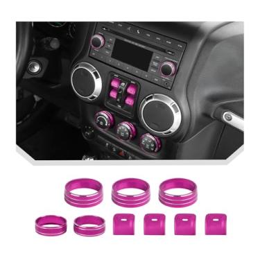 Imagem de JeCar Para Jeep Wrangler JK 2012-2018 Kit de acabamento de tampa de botão de interruptor de janela – Acessórios de decoração de interiores de alumínio rosa
