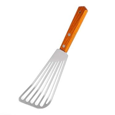 Imagem de Aramox Espátula de Fritura, Ferramenta de Cozinha de Aço Inoxidável, pá de Bife Antiderrapante, Fácil de Lavar, Ideal para Fritar Peixes, Ovos, Carne, 28x8,2cm (Cores sortidas)
