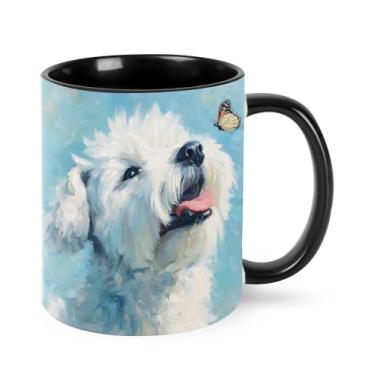Imagem de Yrebyou Caneca de café para cães, 325 ml, xícara de chá de cerâmica para mulheres, homens, presentes de aniversário, Natal, escritório, casa, micro-ondas, novidade divertida