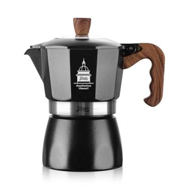 Imagem de Bincoo Cafeteira de café expresso de fogão, cafeteira italiana clássica de alumínio, 2 xícaras de moka para café italiano e cubano, extração de válvula dupla (preto (novo), 2 xícaras)