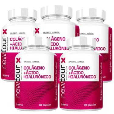 Imagem de Colágeno + Ácido Hialurônico Kit 5 Potes Total 600 Capsulas - New Four