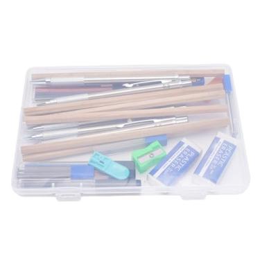 Imagem de Jiawu Conjunto de Lápis Mecânico de Madeira de Grafite Desenho Profissional Arte de Desenho para Estudantes e Artistas, Basswood Recargas de Aço Inoxidável Caixa de Armazenamento de Borrachas