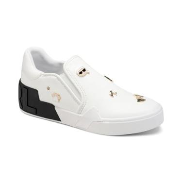 Imagem de Karl Lagerfeld Tênis feminino Karl Lagerfeld Paris Maude sem cadarço com pinos, Branco brilhante, 35