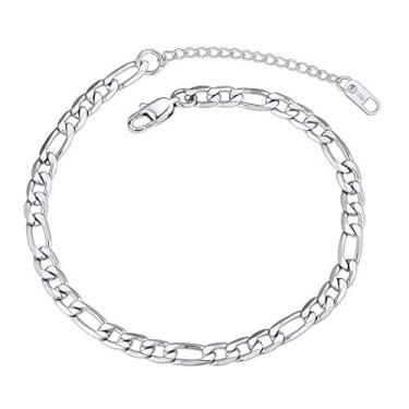 Imagem de Corrente de tornozeleira redimensionável para mulheres, masculina, fígaro/trigo/corda torcida/pulseira de pé cubana - forte com bom fecho - banhado a ouro 18 K (Envie caixa de presente) 10 inches