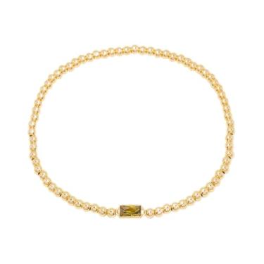 Imagem de Pulseira de pedra do mês de nascimento delicada para mulheres – Pulseiras elásticas modernas de amizade joias de aniversário presentes para aniversário, Natal, Dia dos Namorados, One Size, Aço de