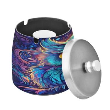 Imagem de Blueangle Cinzeiro de coruja neon com tampa para cigarros, à prova de vento/chuva, aço inoxidável, sem fumaça, inodoro, cinzeiro para uso interno ou externo (182)