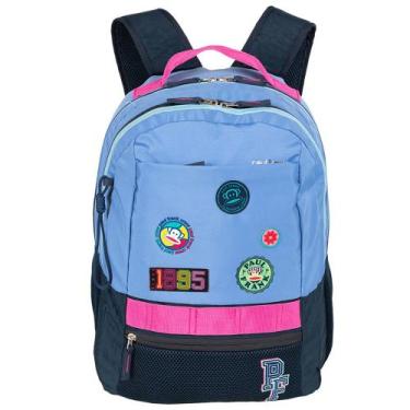 Imagem de Mochila De Costas 2 Divisórias Escolar Patches Paul Frank, Azul