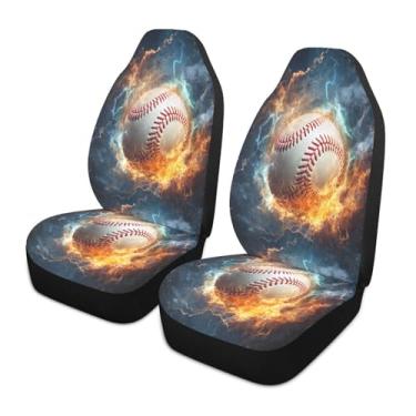 Imagem de Blueangle 2 peças de capas de assento de carro de bombeiro de água de beisebol, almofadas protetoras de assentos dianteiros respiráveis de carro, ajuste universal para SUV Sedan Truck Van (342)