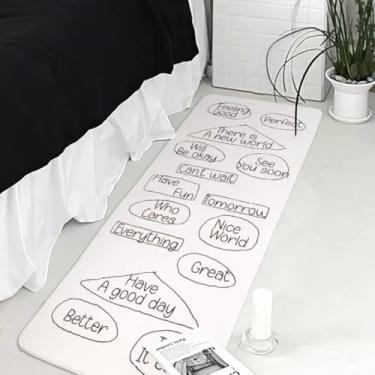 Imagem de CDHZYQ Tapete criativo palavras em inglês tapete de banho branco lavável interessante tapetes de banheiro tapetes legais para quarto de banho (41 x 119 cm)