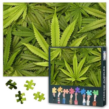 Imagem de Quebra-cabeças botânicos para adultos 1000 peças de folha de maconha, quebra-cabeças 1000 peças de folhas de cannabis, jogos de quebra-cabeça desafiadores para mulheres, decoração de casa, presente
