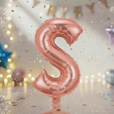 Imagem de Balões grandes de letra P em ouro rosa de 81 cm, balões Slphabet Mylar preenchidos com hélio para festas de aniversário e decorações comemorativas, suprimentos de decoração de festa em ouro rosa