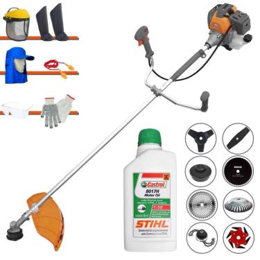 Imagem de Aparador de Grama Tekna RL430P À Gasolina 43cc 1,7HP 10.000rpm Multifunções Completa Com Carretel de Nylon + 7 Opções de Corte + EPI + ÓLEO STIHL