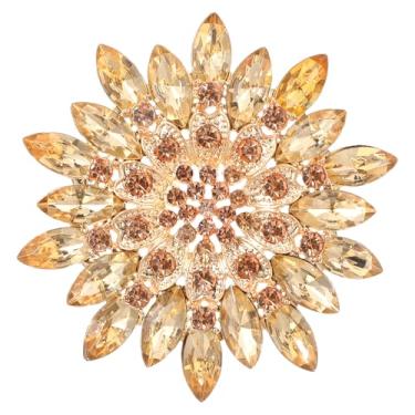 Imagem de Broches de flores para mulheres broche de girassol com strass broche de flor vermelha rosa broches de coroa de marquise acessórios elegantes joias presentes para mulheres meninas saia vestido chapéu