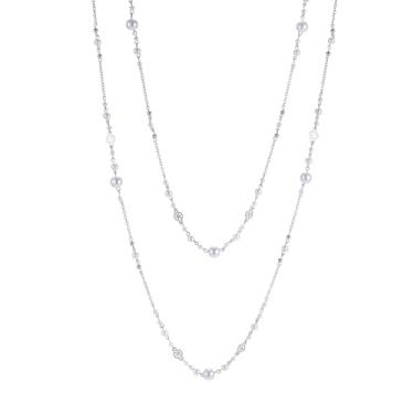 Imagem de Colar de pérolas longas em camadas para mulheres, elegante pingente de pérola imitação joia para festa de casamento e Natal, Layering, Metal, Sem Pedra Preciosa