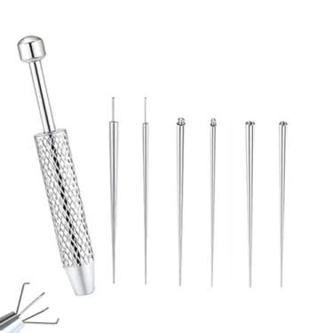 Imagem de JUNXINSHUN Ferramenta de fixação de bola afunilada para piercing - 14G 16G 18G 20G Ferramenta aplicadora de brinco de pino de inserção sem rosca Kit de alongamento para orelha/nariz/umbigo/mamilo