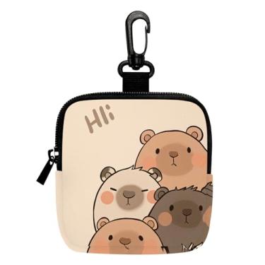 Imagem de Mini porta-moedas Capybara fofo, bolsa multifuncional para chaves, moedas, fone de ouvido, batom, porta-cartões, organizador de cabos de dados, bolsa com zíper, acessórios 1