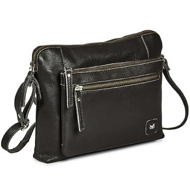 Imagem de Wise Owl Accessories Bolsa tiracolo pequena e macia de couro verdadeiro, bolsa tiracolo transversal, Napa cinza escuro, 8"x10.5"x1.75"