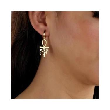 Imagem de Brincos com pingente Ankh Olho de Horus para mulheres, amuleto egípcio