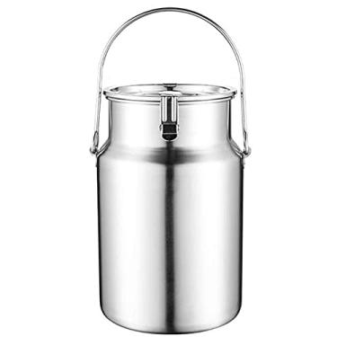 Imagem de uhyOHF Fermentador, lata de leite de aço inoxidável com alça, jarra de balde de leite com tampa selada, barril de fermentação de leite transportável, 10L (3L