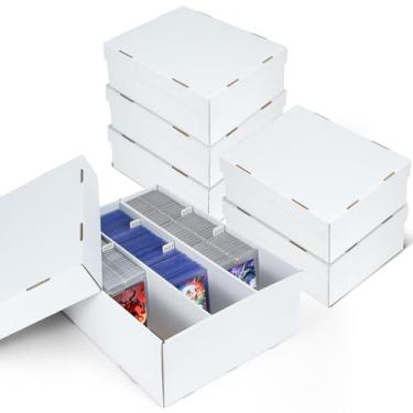 Imagem de MnnktClair Pacote com 6 caixas de armazenamento de cartões colecionáveis – Estojo de papelão dividido com 3 linhas, compatível com carregador superior com um toque para armazenamento de cartões