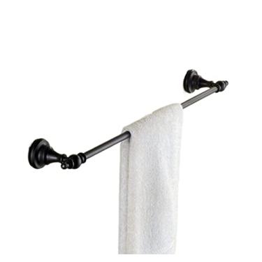 Imagem de Toalheiro toalheiro suporte de parede barra de toalha fosco todo em cobre toalheiro para bar para quarto cozinha escritório toalha prateleira barra de toalha/preto/50 cm