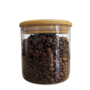 Imagem de Pote de Vidro Hermético com Tampa de Bambu, Borossilicato, 500ml, Vedação em Silicone, Multiuso para Mantimentos e Temperos, Design Flat