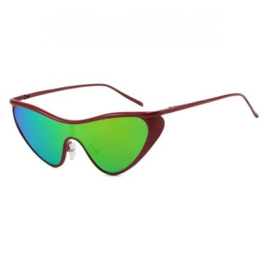 Imagem de JRLLFD Óculos de sol de luxo com armação de metal e lentes UV400 para mulheres e homens (vermelho)