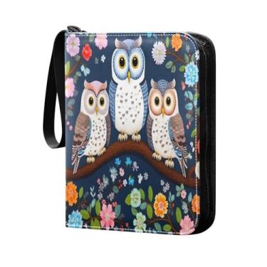 Imagem de Wassud Fichário de 4 bolsos, três corujas, comporta 400 cartões padrão, álbum TCG CCG MTG, presentes para colecionadores, meninos e meninas