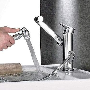 Imagem de LMJYU Torneira de cozinha Torneira de banheiro Bacia de banheiro de cobre Torneira quente e fria Bacia de balcão de giro bacia de furo único pia para casa