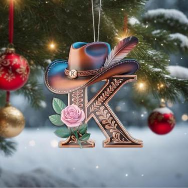 Imagem de Enfeites de Natal A-Z Cristal Pendurado, Enfeites de Árvore de Natal Artesanais com Letra K, Decoração de Carro e Casa - Presentes de Natal, Decoração de Artesanato Acrílico, Ideias de Troca de