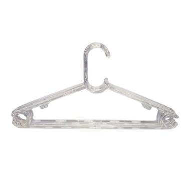 Imagem de Cabides Premium Antideslizante, 100 Unidades, Plástico Reforçado, 40 cm x 20 cm, Cristal, Suporta 4 kg