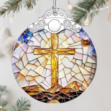 Imagem de Enfeite de cruz católica, enfeite de Natal cristão, enfeite de árvore de Natal, decoração de casa religiosa, presentes cristãos para ela, presentes religiosos, troca de presente, ideia de presente